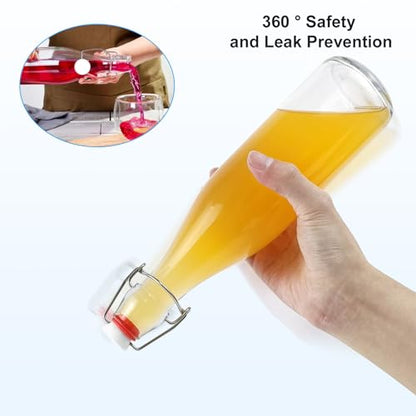 Swing Top Bottles 16oz,4 Pack Glass Brewing Bottles with Airtight Grolsch Closures, Reusable for Kombucha, Beer, Cold Brew, Homemade Beverages Storage
