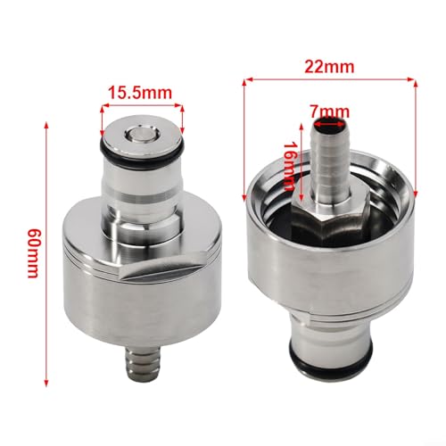 Stainless Steel Carbonation Cap Ball Lock for Home Brewing Beer for soda - Counter Pressure Filling PET Bottle - Silver 6x3.2cm