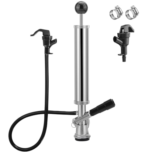 8" Keg Tap Pump - American D-System Beer Keg Tap, Party Beer Keg Hand Pump Tap Kit, Beer Picnic Tap Dispenser for Home Bar, Kegerator Beer Pump with 2 Beer Faucet, Beer Hose and 2 Hose Clamps