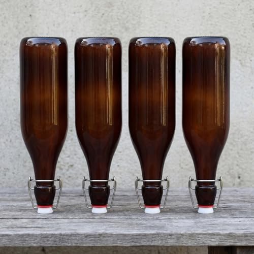 Aoriher 12 Pcs 25 oz Amber Glass Bottles, Swing Top Glass Brewing Bottles with Airtight Lids for Home Brewing, Vanilla Extract, Kombucha, Beer, Kefir, Beverage, Water, Soda - color: Amber, Red