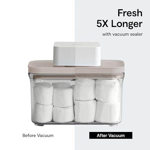 VAKUEN Premium Airtight Food Storage Container. Special Edition Mercury Color 8P/Set. 7pcs Container and Vacuum Sealer. Patented Double Silicone Lining, 100% Leak Proof, BPA-FREE