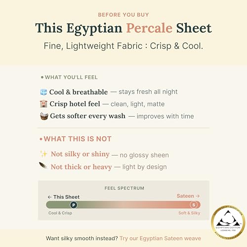 California Design Den Certified 100% Egyptian Cotton Full Size Sheets Set - Lightweight & Crisp Percale Cotton Sheets Full with Deep Pockets, Durable Luxury Bedding Set - White - color: Bright White, size: Full