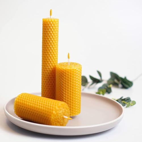 Natural Beeswax Sheets for Candle Making - DIY Beeswax Candle Rolling Kit for Kids & Adults - color: Natural-Honey