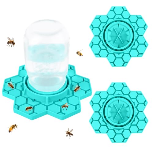 Bee Feeder for Mason Jar – Silicone Bee Watering Station for Garden, Compatible with Regular Mouth Mason Jars(2 Pack)(Blue) - color: Blue