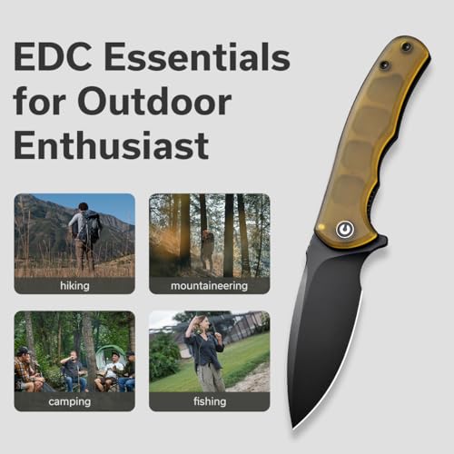 CIVIVI Mini Praxis Pocket Knife for EDC, Folding Pocket Knife with 2.98" D2 Blade Ultem Handle with Flipper for Men Women C18026C-5 - color: Matte Amber