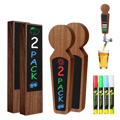 4 Pcs Wooden Beer Tap Handle Chalkboard Tap Handles for Kegerator Tap Handle Two Types of Beer Faucet Handle Beer Gifts for Homebrewers, Bars, Restaurants & Weddings Kegerator Accessories - size: 2 Ebony Handle+ 2 Walnut Handle