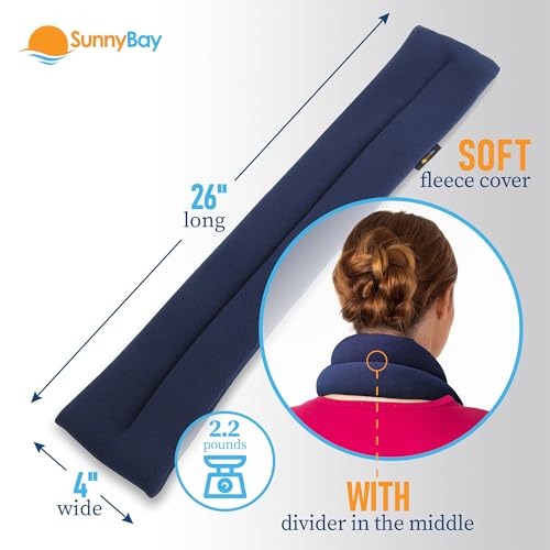 SunnyBay Microwavable Heating Pad for Neck and Shoulder, Heated Neck Wrap, Microwave Heat Pad, Weighted Beanbag Moist Hot or Cold Compress, 2.2 lbs, 26x4 Inches, Navy Blue - color: 4x26 - Navy Blue