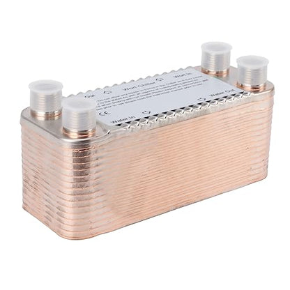 30 Plate Wort Chiller, Stainless Steel Brazed Plate Heat Exchanger Brewing Cooling Hot Liquid Accelerated Cooler for Homebrew Beer Tool NPT 1/2 Inch Thread