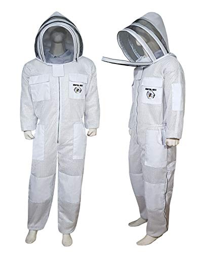 Brutul Bee 3 Layer Beekeeping Ultralight Ventilated Suit with Fencing Veil - color: White, size: 4X-Large