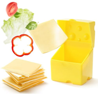 Cow Cheese Slice Holder Storage Container For Refrigerator Sliced Shredded Keeper Containers For Fridge (yellow)