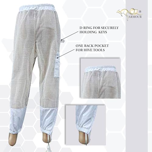 3 Layer Ventilated Beekeeping Pants for Men & Women – Sting-Proof Bee Pants with Leg High Zippers, Pockets, and Comfortable Mesh Protection - size: 5X-Large