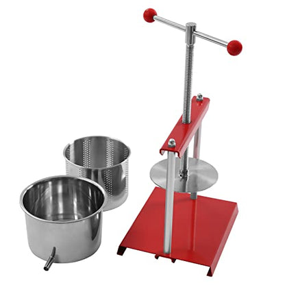 6L/1.6gal Manual Juice Press, Food Grade Stainless Steel Fruit Cheese Press Cider Apple Grape Tincture Honey Olive Oil Making Press with T-Handle for Kitchen Home Juice, Vegetable,Wine - size: 6L/1.6gal