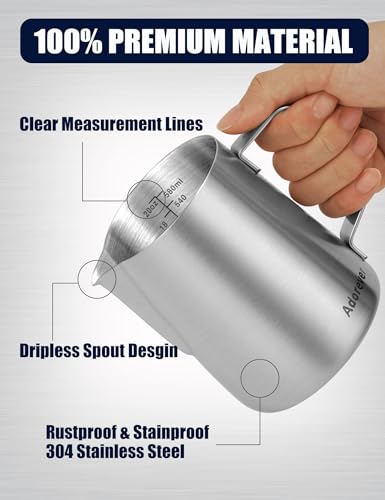 Milk Frothing Pitcher, 20oz Stainless Steel Milk Frother Cup Steaming Pitcher, Cappuccino Espresso Accessories Coffee Bar Barista Tools, Metal Steamer Cup Milk Jug with Latte Art Pen, Matte Steel - color: A Silver Matte, size: 20 Ounces