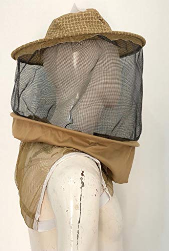 Clothes N Leather Gear Three Layer Ventilated Beekeeping Veil in Round (Khaki, 3 Layer HAT) - color: KHAKI
