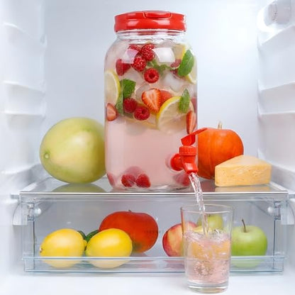 Havawish 2 Pcs 1 Gallon Plastic Beverage Dispenser with Spigot Clear Summer Kitchen Fridge Drink Dispenser for Parties Lemonade Juice Tea Beer Cold Water (Red,Cylinder) - color: Red, style: Cylinder