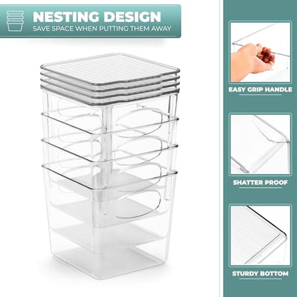 Sorbus 8-Pack Small Clear Plastic Storage Bins – Organizers for Kitchen, Pantry, Fridge, Cabinet & Refrigerator - size: Small, style: 8 Pack