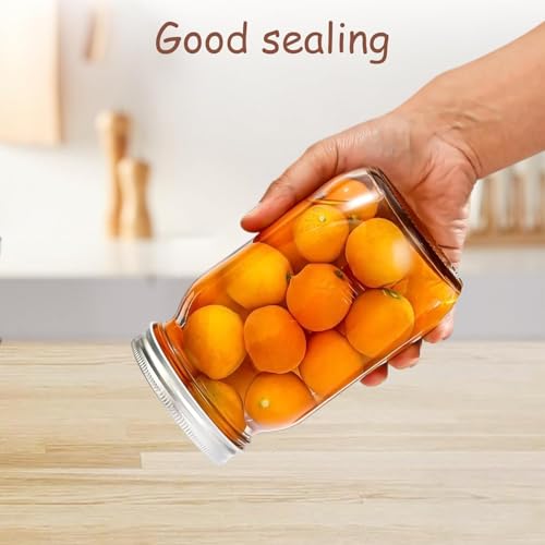 Glyntrof 32 oz Mason Jars Wide Mouth with Airtight Lids, 1 Quart Glass Canning Jar for Fermenting, Pickling and Food Storage, Pack of 6 - color: 32oz-6 pcs