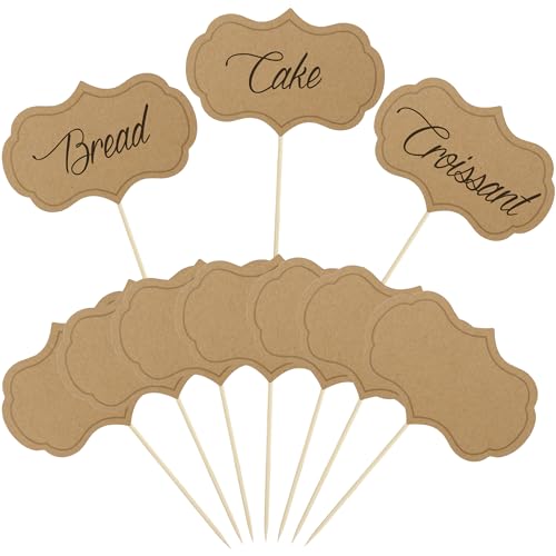 Cheese Markers for Charcuterie Board, Food Labels for Party, 50 Pieces Blank Cupcake Toppers, Charcuterie Boards Accessories, Chalkboard Cupcake Toppers Picks for Wedding Birthday Party Decor, Brown - color: Brown, size: 50 PCS