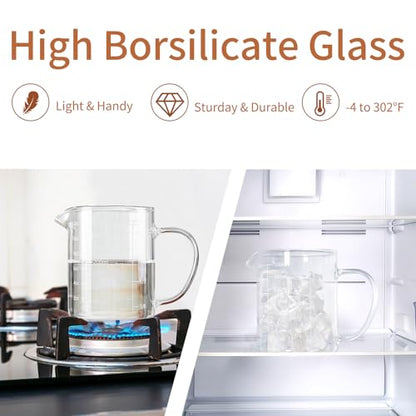 FrutPunch Glass Measuring Cup, Two-Pack (8OZ, 12OZ) with V-Shaped Mouth, Liquid Measuring Cups, Coffee Glass Measuring Cup with Handle, Suitable for Kitchen and Restaurant. - size: 8OZ/12OZ