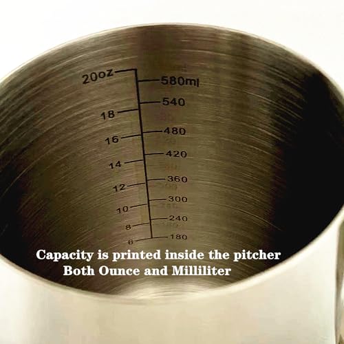 Milk Frothing Pitcher for Coffee, Barista Frother Cup,Steaming Jug (21 Ounces with Thermometer Pen) - color: 21 Ounces Pitcher with Thermometer Pen