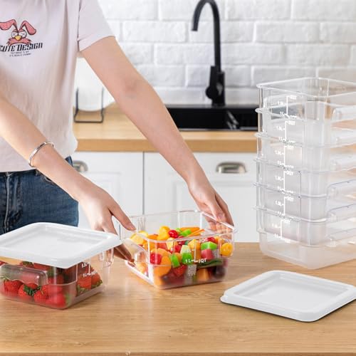 Lallisa 8 Pcs 2 Quart Food Storage Containers with Lids Clear Square Polycarbonate Marinating Container Dough Bucket with Lid (White) - color: White