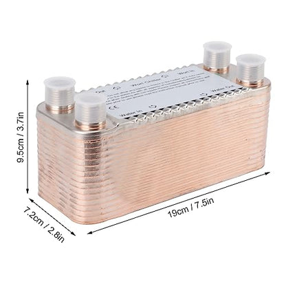 30 Plate Wort Chiller, Stainless Steel Brazed Plate Heat Exchanger Brewing Cooling Hot Liquid Accelerated Cooler for Homebrew Beer Tool NPT 1/2 Inch Thread