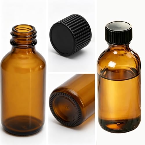 18 Pack 4oz Amber Glass Bottles with Lids, 120ml Boston Bottles with Caps for Personal Care & Beauty Travel, Industrial Lab, Sample, Essential Oils, Potion, Juice, Whiskey, Spice - color: Amber, size: 4oz-18P