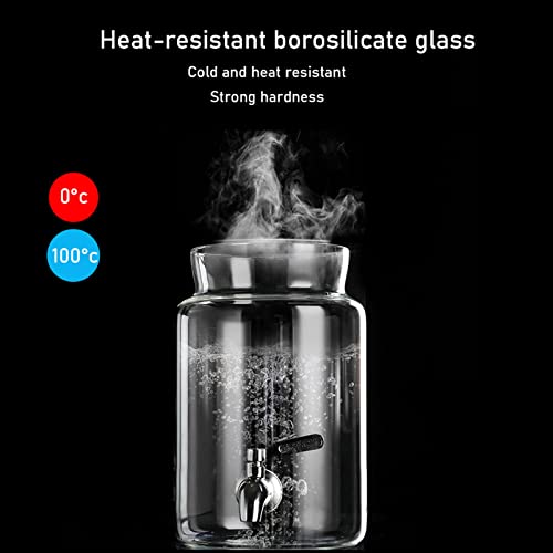 YYZYL Water Dispenser for Hot and Cold Beverage, 2/3/4L, Glass Drink Barrel Dispenser with Leak Free Spigot and Stand, Beverage Dispenser for Juice Kombucha Lemonade, Party Weddings Festival Supplies - size: 4L