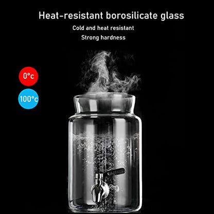 YYZYL Water Dispenser for Hot and Cold Beverage, 2/3/4L, Glass Drink Barrel Dispenser with Leak Free Spigot and Stand, Beverage Dispenser for Juice Kombucha Lemonade, Party Weddings Festival Supplies - size: 4L