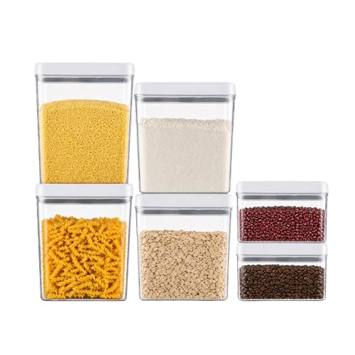 UFORU Food Storage Containers with Twist Lids, 6 Pcs Airtight Food Storage Containers Set, Stackable Kitchen Pantry Organizer, Rotary Opening Containers for Flour, Cereal & Sugar(0.7/1.3/1.8QT)*2 - color: (0.7+1.3+1.8QT)*2PCS