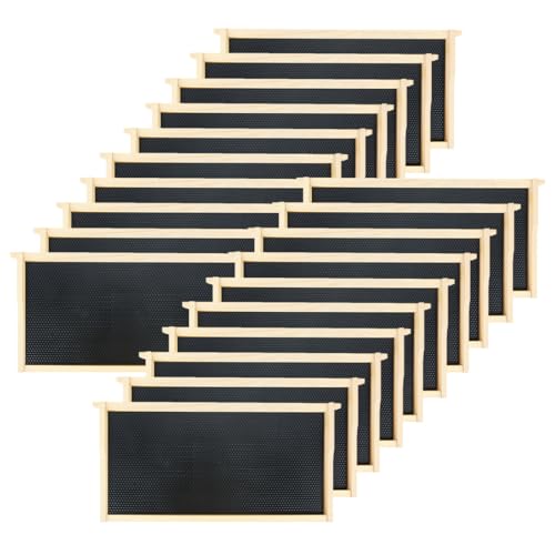 Honey Lake 20 Pack Deep Beehive Frames with Foundations Kit, Durable Wooden Frames and Food-Grade Beeswax-Coated Plastic Foundations, 9-1/8-Inch (Black) - color: 20Pack-Black
