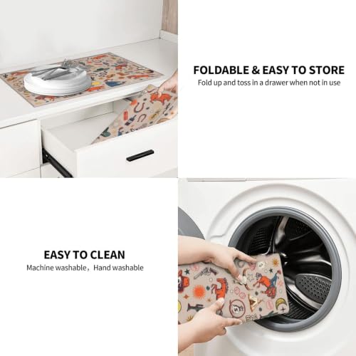 Western Dish Drying Mat For Kitchen Microfiber Drying Mats Absorbent Reversible Dish Pad Draining Mats For Countertop Coffee Mats 18x24 Inch - color: Western1