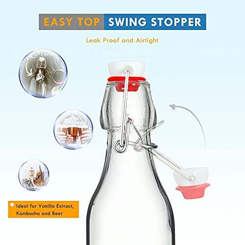 YEBODA 8oz Swing Top Bottles - Glass Beer Bottle with Airtight Rubber Seal Flip Caps for Home Brewing Kombucha, Beverages, Oil, Vinegar, Water, Soda, Kefir (9 Pack)
