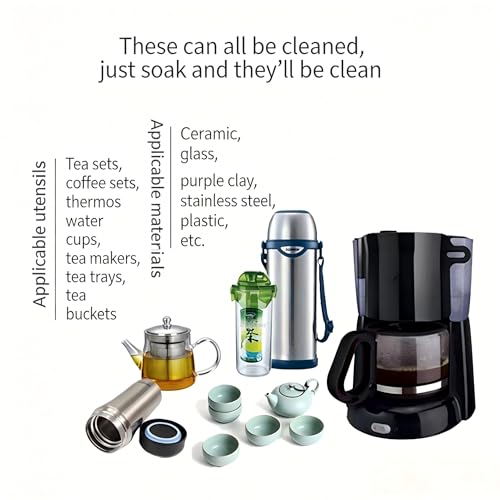 Food Grade Tea Stain & Coffee Scale Cleaner - Easy Cleaning Powder for Stainless Steel, Glass, Ceramic, Silicone - Removes Coffee, Tea Limescale with Hot Water Soak (120, Grams)