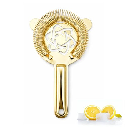 Gold Cocktail Strainer Stainless Steel Hawthorne Strainer Bar Strainer with Fine Spring for Smooth Drinks Professional Bartender Tools Barware Essential - color: #2 Gold
