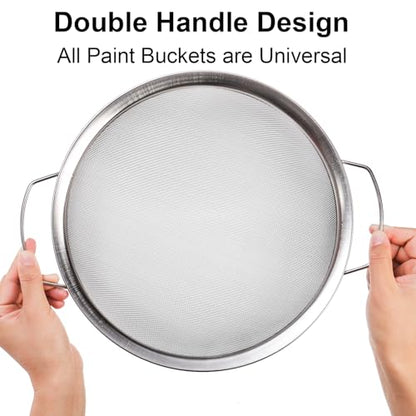Jucoan 2 Pack Fine Mesh Paint Strainer, 11.5 Inch Stainless Steel 60 Mesh Paint Filter Fit 5 Gallon Bucket