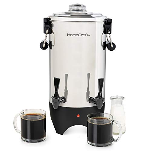 HomeCraft 45-Cup Coffee Urn and Hot Beverage Dispenser with Double Dripless Faucet, Quick-Brewing, Stainless Steel - style: 45 Cup Double Spigot