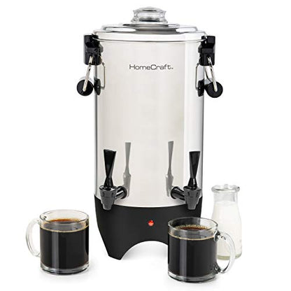 HomeCraft 45-Cup Coffee Urn and Hot Beverage Dispenser with Double Dripless Faucet, Quick-Brewing, Stainless Steel - style: 45 Cup Double Spigot