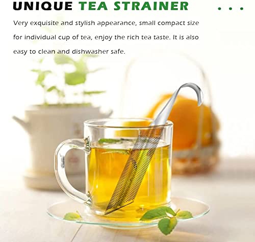 2 Pcs Stainless Steel Tea Diffuser, Stainless Steel Tea Strainers for Loose Tea with Hanging Hook Handle，Stainless Steel Long Handle Tea Steeper Diffuser for Leaf Tea, Coffee, Spices, Seasonings - color: 101 pcs
