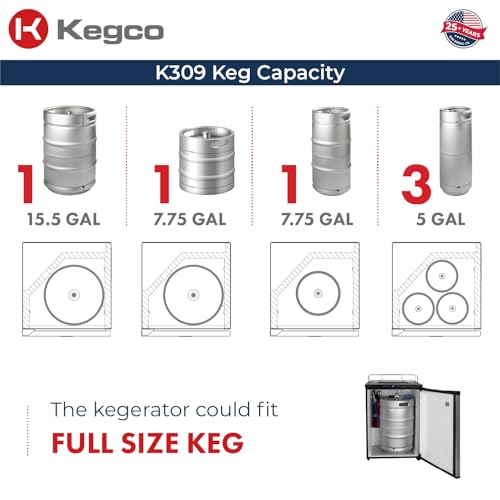 Kegco K309B-2 Double Faucet Digital Black Kegerator