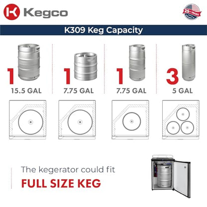 Kegco K309B-2 Double Faucet Digital Black Kegerator