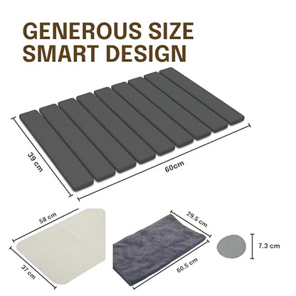Stone Dish Drying Mat, 24 x 16 Inch Absorbent Diatomite Countertop Mat for Dishes, Cups, Bottles, Coffee Bar and Sink Area, Gray - color: Gray