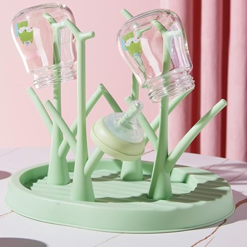 Baby Bottle Drying Rack - Countertop Baby Bottle Drying Rack | Detachable Baby Bottle Holder Storage | Tree-Shaped Bottle Dryer Rack | Space-Saving Bottle Holder for Baby Bottle, Green - color: Green
