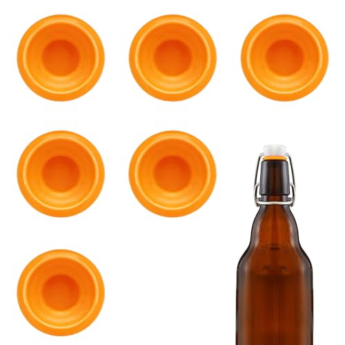 6PCs Dopamine color Silicone Gaskets Washers Seals for Cap Swing Flip Top for Home Brew Beer Soda Bottle Sealing (Tangerine Orange) - color: Tangerine Orange