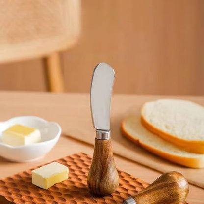 Stainless Steel Butter Knife Spreader Cheese Spreader Knives with Handle | Mini Serving Tongs with Bamboo Handle,cheese cutter for Charcuterie Board Sandwich Appetizers Cocktail Spreading 2PCS