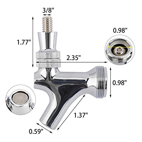 RealPlus 2 Pack of Draft Beer Faucet with 4.1" Shank,Black Handle and Tap Brush for Homebrew 1/4 Barbed Fitting