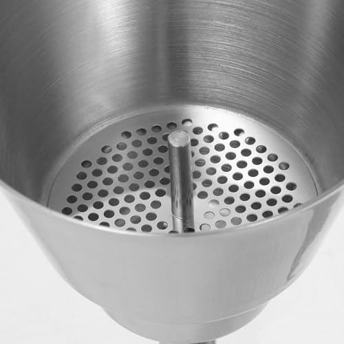 Stainless Steel Funnel with 304 Mesh Strainer 9cm Kitchen Oil and Liquid Filter Funnel for Bottles Jars Canning Cooking Use
