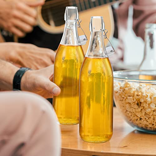 Aoriher 12 Pcs 25 oz Swing Top Glass Bottles 750 ml Glass Bottles with White Caps for Home Brewing Kombucha Homemade Juices Beer Water Oil Vinegar Soda Syrup Kefir Beverages - color: Clear, White
