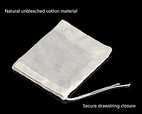 20 Pcs Natural Cotton Muslin Drawstring Bags, 6 x 4 Inches | Unbleached Cotton, Straining Herbs Cheesecloth, Coffee Tea Brew, Soup Gravy Broth Stew, Bone Broth & Spice Bags - size: 6 x 4 inches