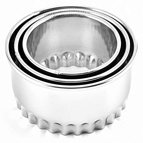 Cookie Cutters - Biscuit Cutters/Stainless Steel Dumpling Cutters/Cake Pastry Cutters/Cake Cookie Scone Cutters Molds stamps for Cooking Baking (3Pcs, Flower Edge)